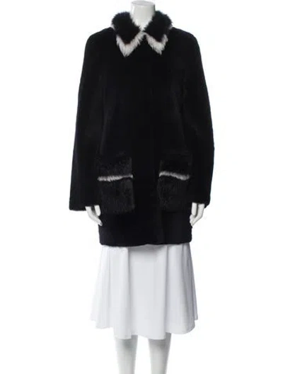 Pre-owned Inès & Maréchal Lambskin Faux Fur Coat In Black