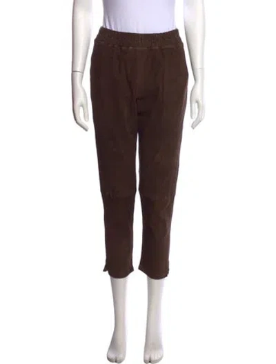Pre-owned Inès & Maréchal Leather Skinny Leg Pants In Brown