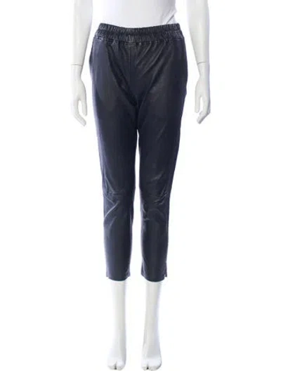 Pre-owned Inès & Maréchal Leather Straight Leg Pants In Blue