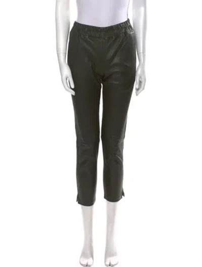 Pre-owned Inès & Maréchal Leather Straight Leg Pants In Gray