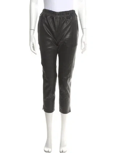 Pre-owned Inès & Maréchal Leather Straight Leg Pants In Gray