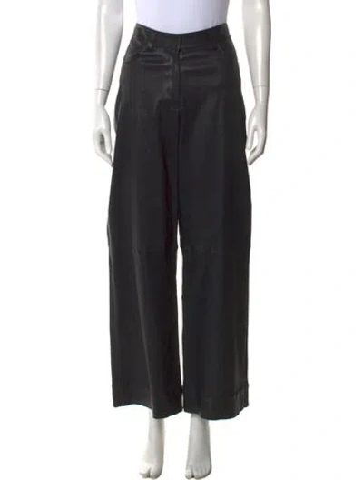 Pre-owned Inès & Maréchal Leather Wide Leg Pants In Black