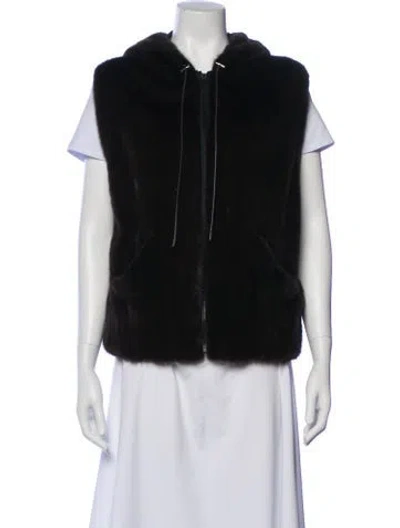 Pre-owned Inès & Maréchal Mink Faux Fur Jacket In Black