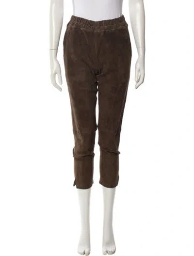 Pre-owned Inès & Maréchal Suede Straight Leg Pants In Brown