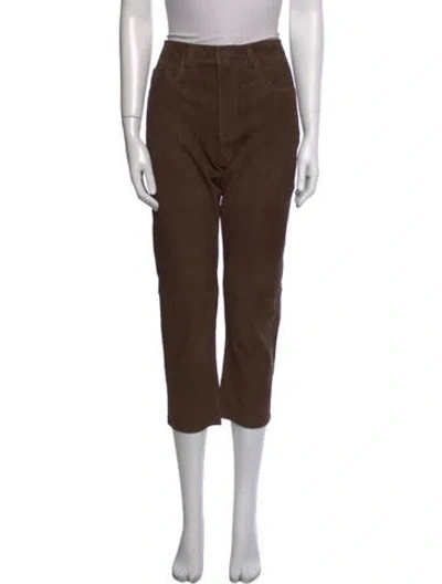 Pre-owned Inès & Maréchal Suede Straight Leg Pants In Brown