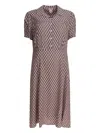 Ines De La Fressange Geometric Pattern Dress With Short Sleeves In Brown