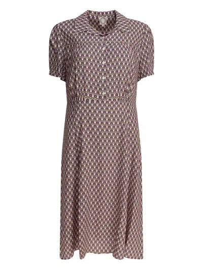 Ines De La Fressange Patterned Midi Dress In Brown