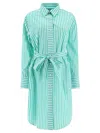 Ines De La Fressange Striped-pattern Belted Midi Shirt Dress In Blue