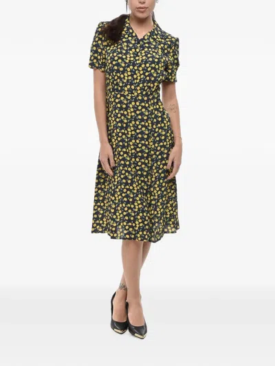 Ines De La Fressange Angele Lemon-pattern Midi Shirt Dress In Green