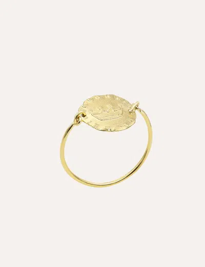 INES DE LA FRESSANGE BAGUE LUTÈCE MOTIF COURONNE PLAQUÉ OR