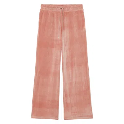 Ines De La Fressange Bas De Jogging Britney En Velours Lisse Rose Poudré