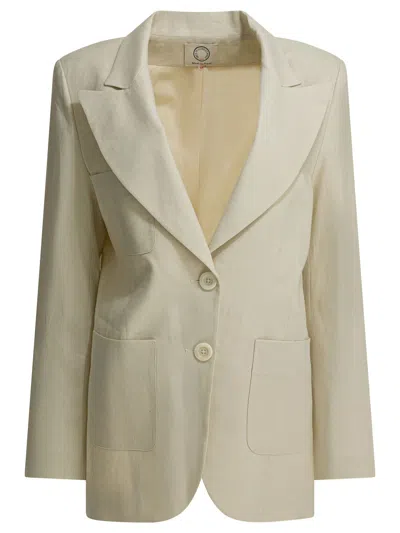 Ines De La Fressange Beige Linen Jacket In Metallic