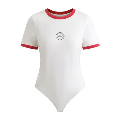 Ines De La Fressange Body Nacre Twisté Par Un Col Rouge Dim X  In White