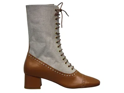 Ines De La Fressange Bottes À Lacets Brunes Et Beiges