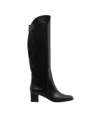 Ines De La Fressange Bottes À Talons Noires En Cuir In Black
