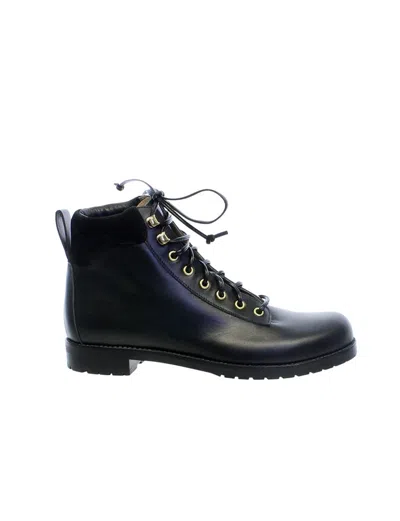 Ines De La Fressange Bottes De Montagne Noires En Cuir