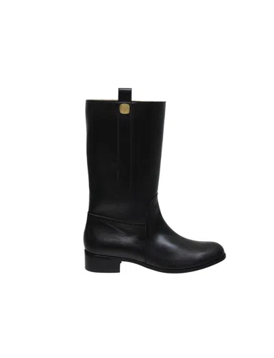 Ines De La Fressange Bottes Hautes En Cuir Noir