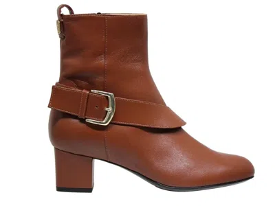 Ines De La Fressange Bottine Olympia À Talon En Cuir Marron