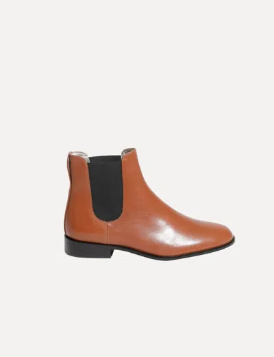 Ines De La Fressange Bottines Chelsea En Cuir Camel