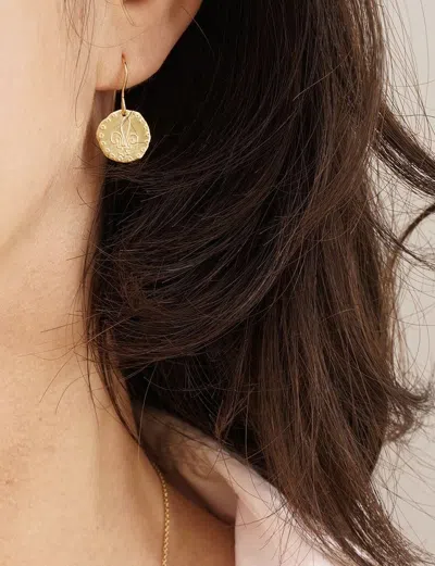 Ines De La Fressange Boucles Lutèce Motif Lys Plaqué Or In Orange