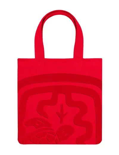 Ines De La Fressange Boudoir, Sac Cabas En Éponge, Ines X Vilebrequin, Rouge Coquelicot In Red