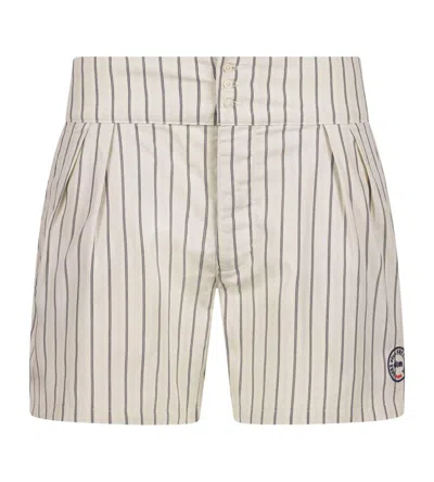 Ines De La Fressange Caleçon Gris En Popeline Rayée Dim X  In Neutral