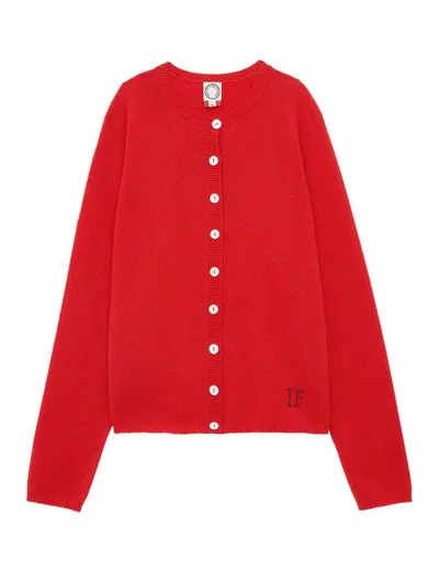 Ines De La Fressange Cardigan Cesaria Rouge Laine Et Cachemire