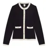 Ines De La Fressange Cardigan Corentin En Soie Et Coton Marine In Black