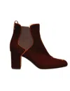 Ines De La Fressange Chelsea Boots À Talon, Velours Cuivre In Brown