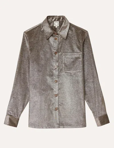Ines De La Fressange Chemise Cassia En Velours Argenté