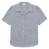 Ines De La Fressange Chemise Constance En Lin Mélangé Bleu Denim In Gray
