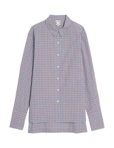 Ines De La Fressange Chemise Falco Turquoise À Carreaux