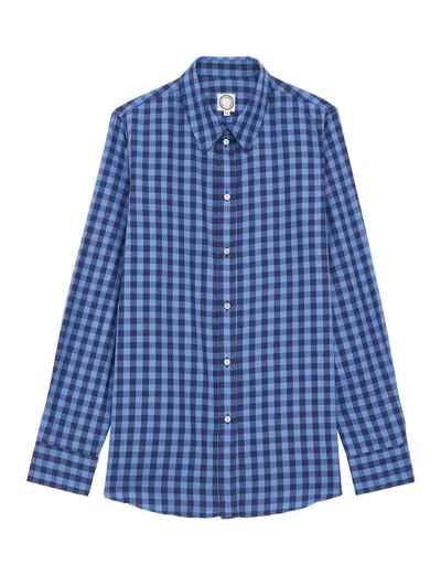 Ines De La Fressange Chemise Martin Bleue À Carreaux