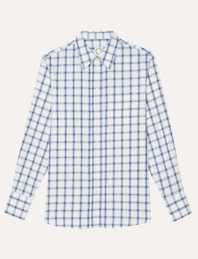 Ines De La Fressange Chemise Maureen Carreaux Bleu Et Blanc