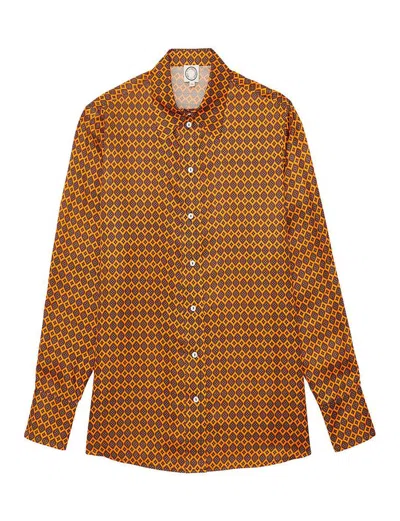 Ines De La Fressange Chemise Maureen Imprimée En Satin In Orange