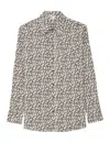 Ines De La Fressange Chemise Maureen Imprimée Noir Et Beige In Gray