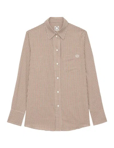 Ines De La Fressange Chemise Maureen Marron Et Écru, Revers Contrastés In Neutral