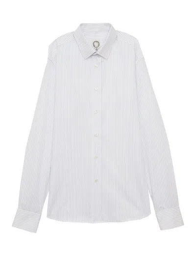 Ines De La Fressange Chemise Pour Homme Olivier Blanche À Fines Rayures In White