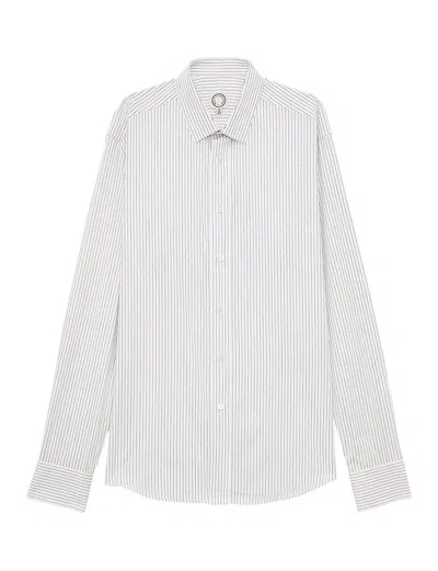 Ines De La Fressange Chemise Pour Homme Olivier Blanche À  Rayures Bleues In White