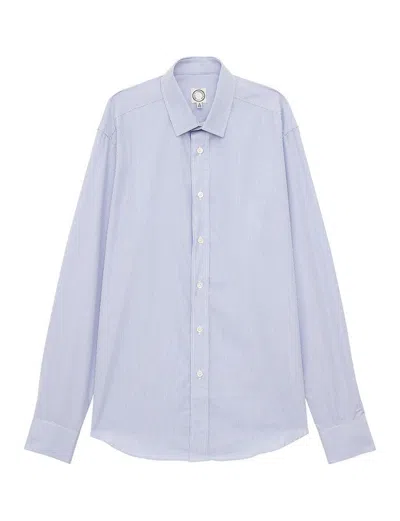Ines De La Fressange Chemise Pour Homme Olivier Bleue À Rayures Blanches In Blue