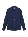Ines De La Fressange Chemise Pour Homme Olivier En Lin Bleu Marine In Blue