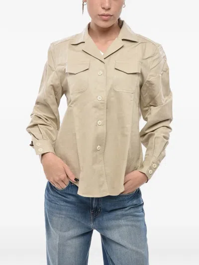 Ines De La Fressange Chest-pocket Shirt In Gray