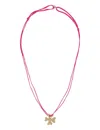 Ines De La Fressange Collier Trèfle Plaqué Or, Fil Rose In Pink