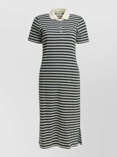 Ines De La Fressange Dress Polo Collar Short Sleeves Side Slit In Black