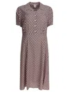 Ines De La Fressange Geometric Pattern Dress With Short Sleeves In Brown