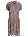 Ines De La Fressange Geometric Pattern Dress With Short Sleeves In Brown