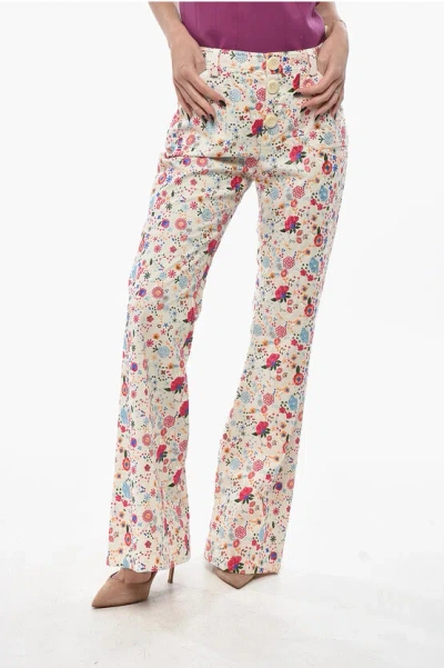 Ines De La Fressange Embroidered Cotton Bootcut Trousers Charlotte In Multi
