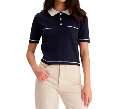 Ines De La Fressange Fran Polo Top In Navy In Blue