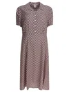 Ines De La Fressange Geometric Pattern Dress With Short Sleeves In Brown