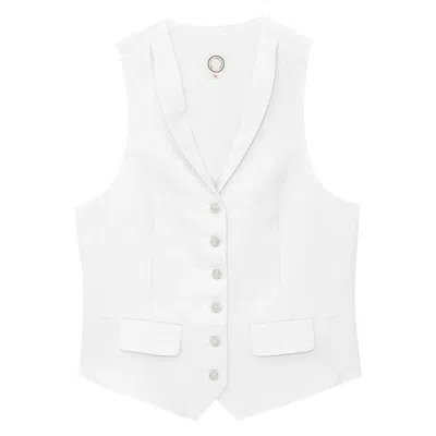 Ines De La Fressange Gilet Robinson En Lin Blanc
